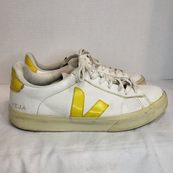 Veja campo white with yellow trim lace up rubber sole size 9 - Picture 6 of 15
